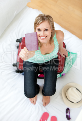 Radiant woman smiling to the camera