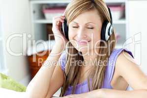Relaxed woman listening to music