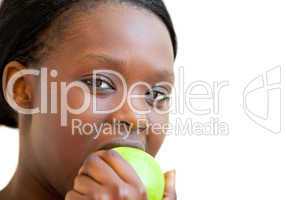 Sweet woman eating apple