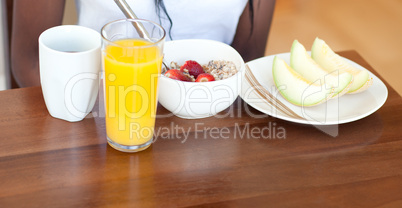 Healthy breakfast at table
