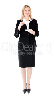 Businesswoman holding a cup of coffee
