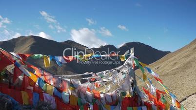 Prayer flags in the mountains of Tibet