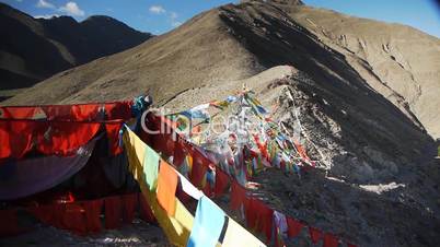 Prayer flags in the mountains of Tibet