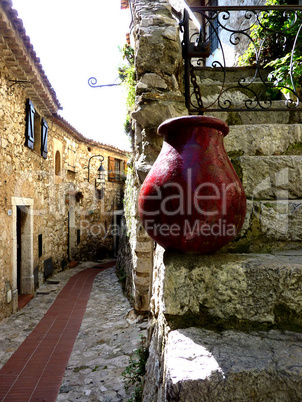 Red pottery in old village