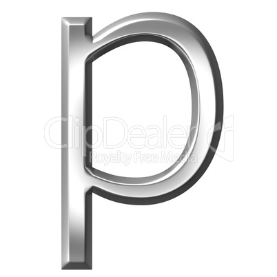 3d silver letter p