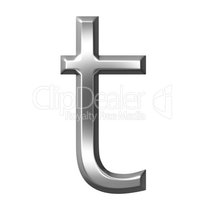 3d silver letter t