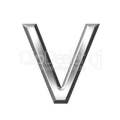 3d silver letter v