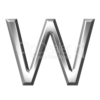 3d silver letter w