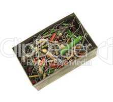Box full of electronic resistors