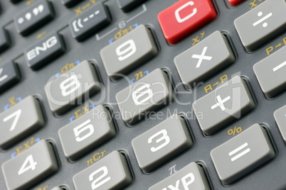Close up of a calculator keypad