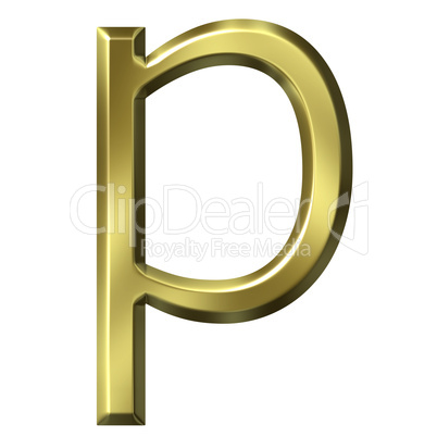 3d golden letter p