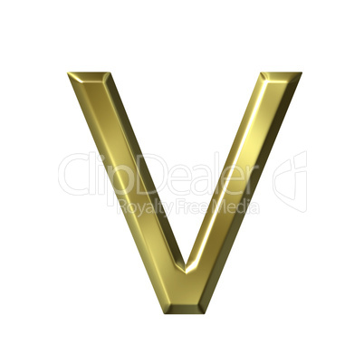 3d golden letter v