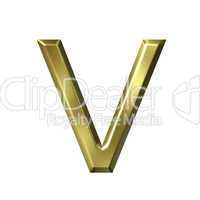 3d golden letter v
