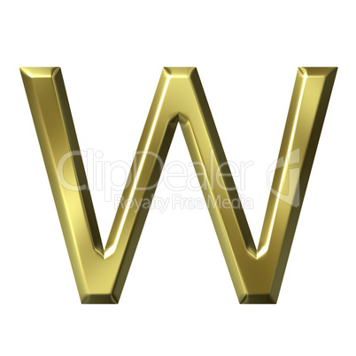 3d golden letter w