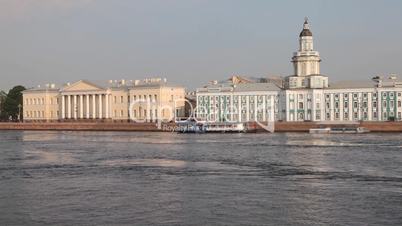 Neva river and Kundskamera building in St. Petersburg , Russia