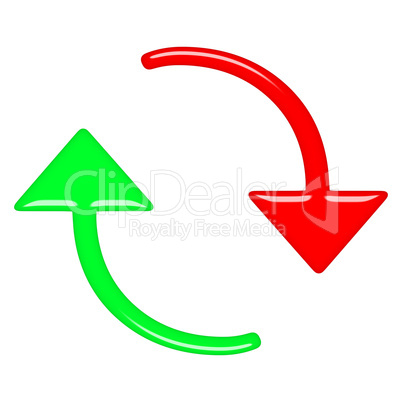 3d circular up and down arrows