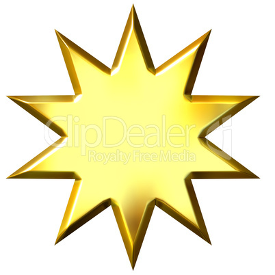 3D Golden 10 Point Star