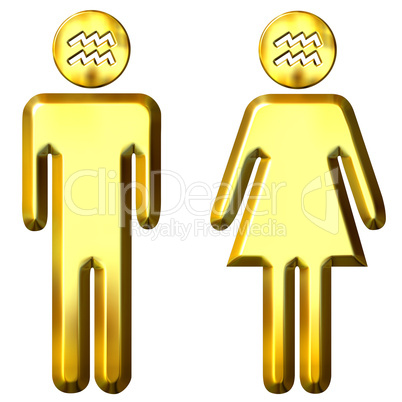 3d golden Aquarius man and woman