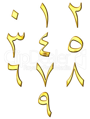 3D Golden Arabic Numbers