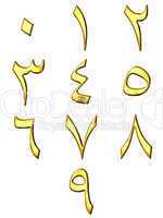 3D Golden Arabic Numbers