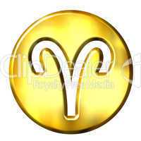 3D Golden Aries Zodiac Sign
