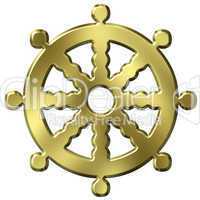 3D Godlen Buddhism Symbol Wheel of Life