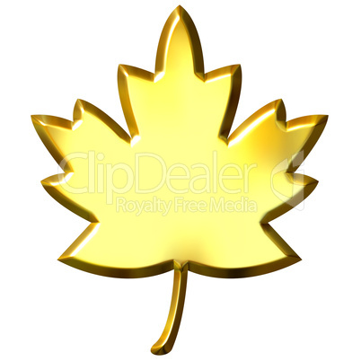 3D Golden Canadian Leaf