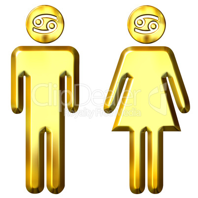 3d golden Cancer man and woman