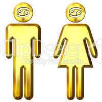 3d golden Cancer man and woman