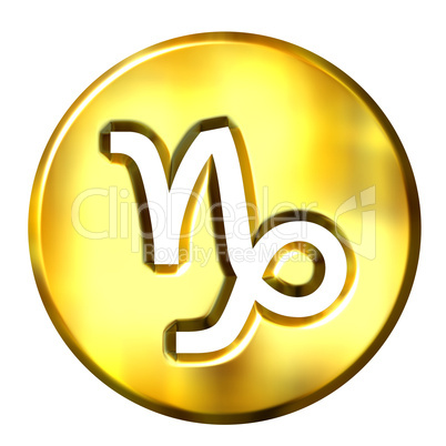 3D Golden Capricorn Zodiac Sign