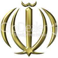 3D Golden Coat of Arms of Iran