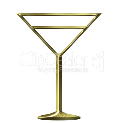 3D Golden Cocktail Glass