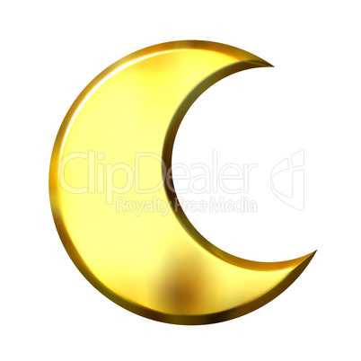 3D Golden Crescent Moon