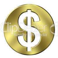 3D Golden Dollar Symbol