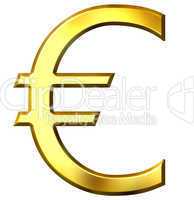 3D Golden Euro Symbol