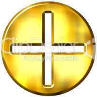 3D Golden Famed Addition Symbol