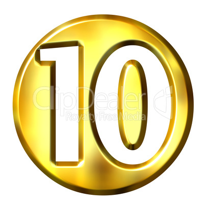 3D Golden Framed Number 10