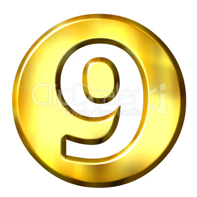 3D Golden Framed Number 9