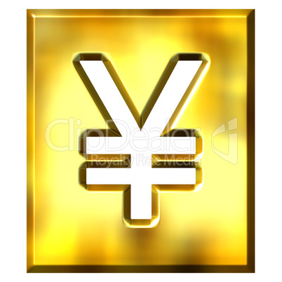 3D Golden Framed Yen Sign