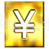 3D Golden Framed Yen Sign