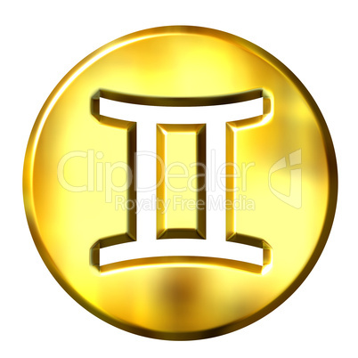 3D Golden Gemini Zodiac Sign