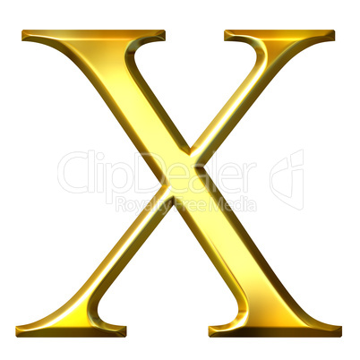 3D Golden Greek Letter Chi