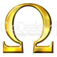 3D Golden Greek Letter Omega