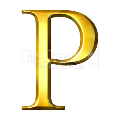 3D Golden Greek Letter Rho