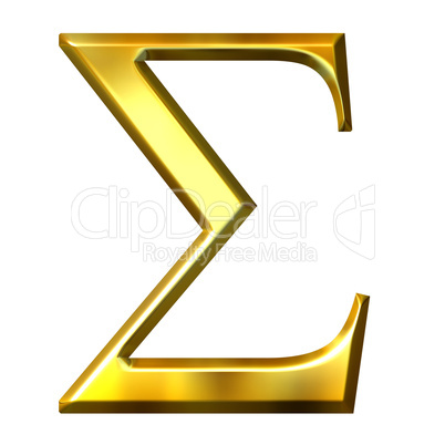 3D Golden Greek Letter Sigma