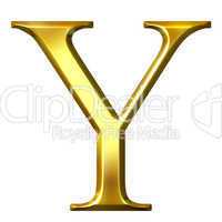 3D Golden Greek Letter Ypsilon
