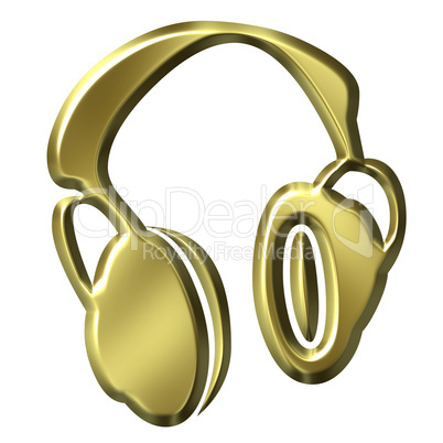 3D Golden Headphones