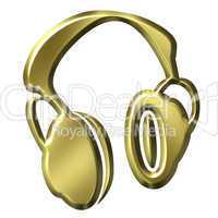 3D Golden Headphones