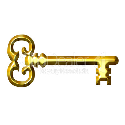 3D Golden Vintage Key