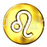 3D Golden Leo Zodiac Sign